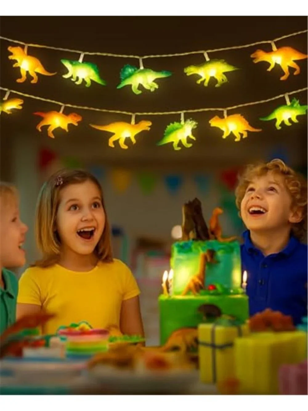 Dinosaur String Lights LED Remote Timer USB Battery Kids Room Decor Lamp